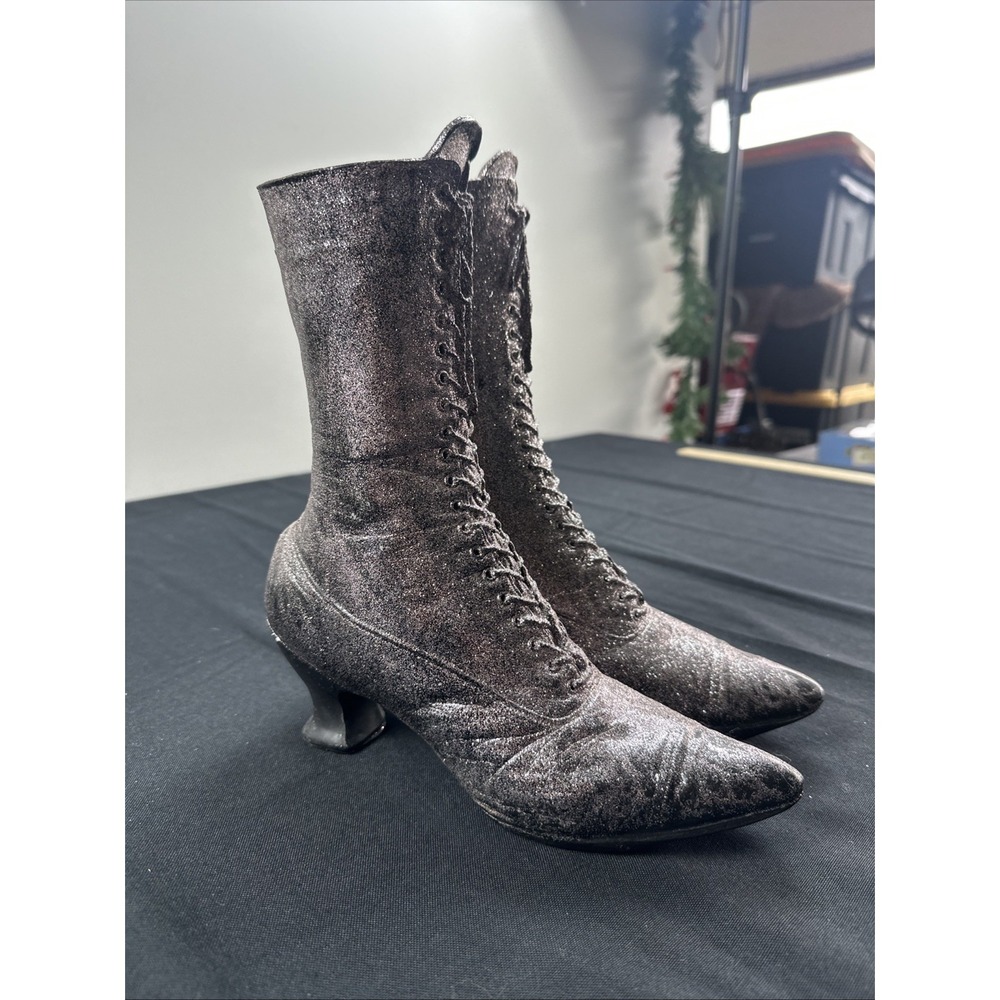 pair TALL SPARKLING witch boots Halloween table top  Decor  Martha Stewart 12"